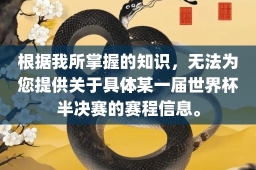 根据我所掌握的知识，无法为您提供关于具体某一届世界杯半决赛的赛程信息。