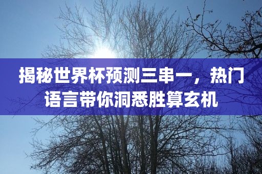揭秘世界杯预测三串一，热门语言带你洞悉胜算玄机
