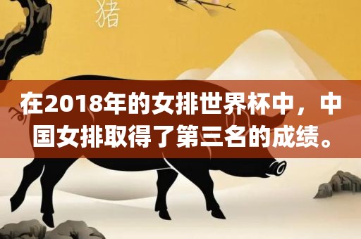 在2018年的女排世界杯中，中国女排取得了第三名的成绩。