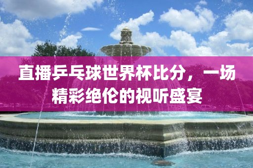 直播乒乓球世界杯比分，一场精彩绝伦的视听盛宴