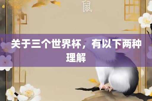 关于三个世界杯，有以下两种理解