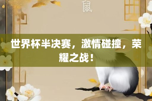 世界杯半决赛，激情碰撞，荣耀之战！