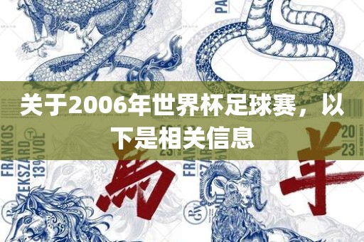 关于2006年世界杯足球赛，以下是相关信息