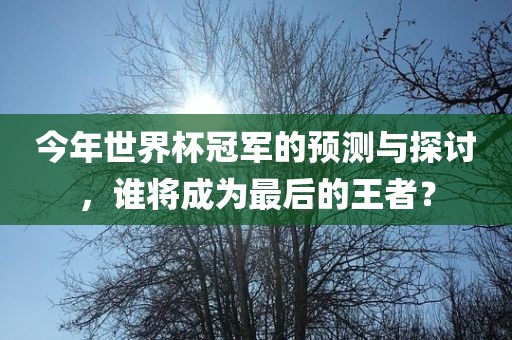 今年世界杯冠军的预测与探讨，谁将成为最后的王者？眉山市正发家政服务有限公司