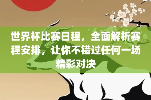 世界杯比赛日程，全面解析赛程安排，让你不错过任何一场精彩对决