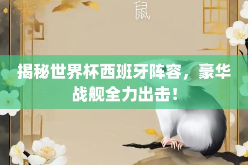 揭秘世界杯西班牙阵容，豪华战舰全力出击！