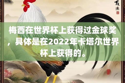 梅西在世界杯上获得过金球奖，具体是在2022年卡塔尔世界杯上获得的。眉山市正发家政服务有限公司