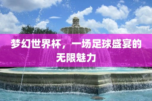 梦幻世界杯，一场足球盛宴的无限魅力眉山市正发家政服务有限公司