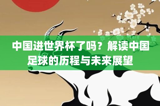 中国眉山市正发家政服务有限公司进世界杯了吗？解读中国足球的历程与未来展望