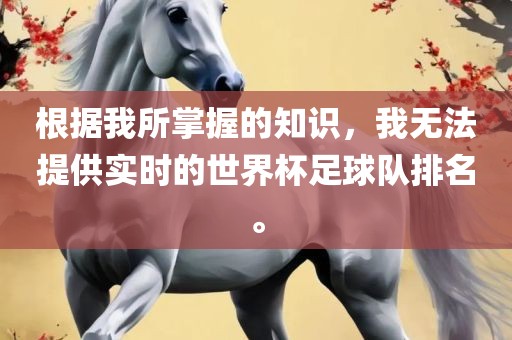 根据我所掌握的知识，我无法提供实时的世界杯足球队排名。