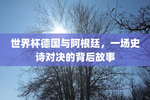 世界杯德国与阿根廷，一场史诗对决的背后故事眉山市正发家政服务有限公司