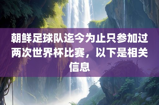 朝鲜足球队迄今为止只参加过两次世界杯比赛眉山市正发家政服务有限公司，以下是相关信息