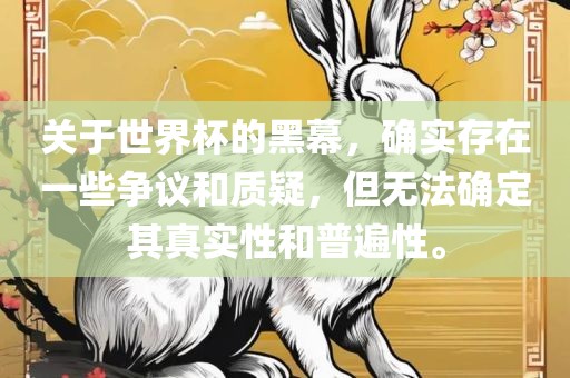 关于世界杯的黑幕，确实存在一些争议和质疑，但无法确定其真实性和眉山市正发家政服务有限公司普遍性。