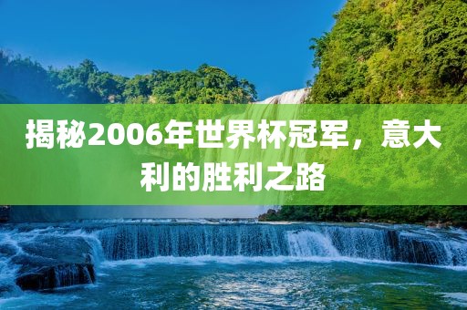 揭秘2006年世界杯冠军，意大利的胜利之路