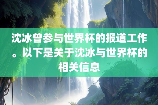沈冰曾参与世界杯的报道工作。以下是关于沈冰与世界杯的相关信息