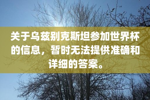关于乌眉山市正发家政服务有限公司兹别克斯坦参加世界杯的信息，暂时无法提供准确和详细的答案。