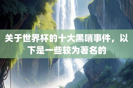 关于世界杯的十大黑哨事件，以下是一些较为著名的眉山市正发家政服务有限公司