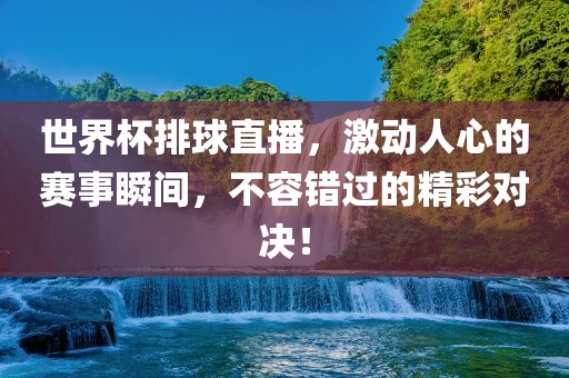 世界杯排球直播，激动人心的赛事瞬间，不容错过的精彩对决！