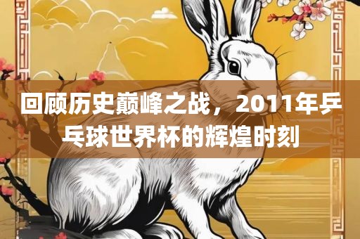 回顾历史巅峰之战，2011年乒乓球世界杯的辉煌时刻