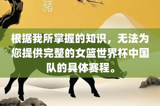 根据我所掌握的知识，无法为您提供完整的女篮世界杯中国队的具体赛程。