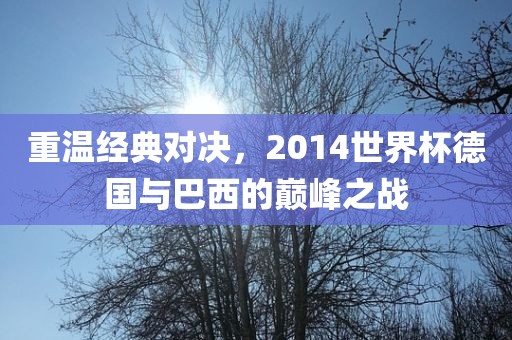 重温经典对决，2014世界杯德国与巴西的巅峰之战