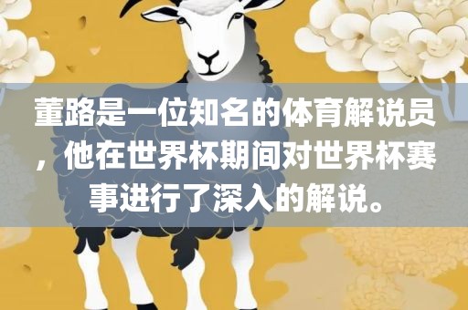 董路是一位知名的体育解说员，他在世界杯期间对世界杯赛事进行了深入的解说。