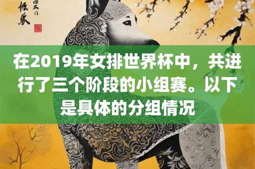 在2019年女排世界杯中，共进行了三个阶段的小组赛。以下是具体的分组情况