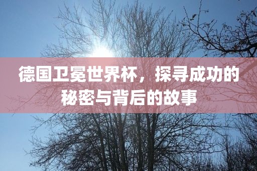 德国卫冕世界杯，探寻成功的秘密与背后的故事眉山市正发家政服务有限公司