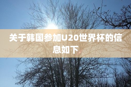 关于韩国参加U20世界杯的信息如下