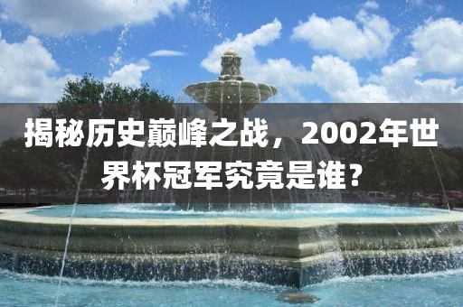 揭秘历史巅峰之战，2002年世界杯冠军究竟是谁？眉山市正发家政服务有限公司