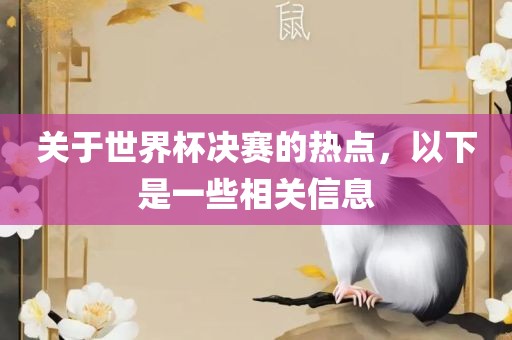 关于世界杯决赛的热点，以下是一些相关信息眉山市正发家政服务有限公司