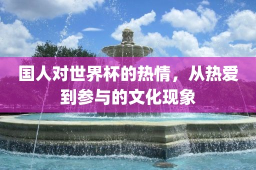 国人对世眉山市正发家政服务有限公司界杯的热情，从热爱到参与的文化现象